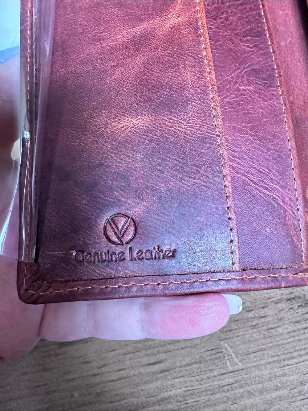 Women's Rustic Brown Genuine Leather Wallet/Checkbook - Picture 4 of 4